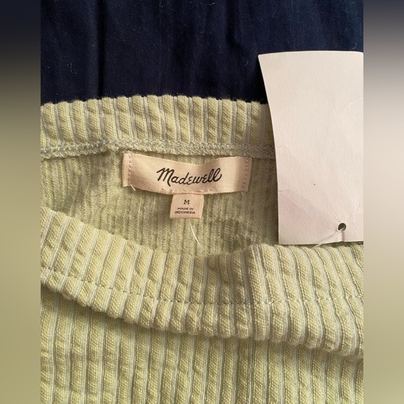 Madewell Sunfaded Lime Sleeveless Textural Seersucker Apron Tank Top NWT - Picture 7 of 9